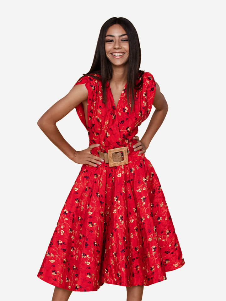 Red Floral Mini Dress