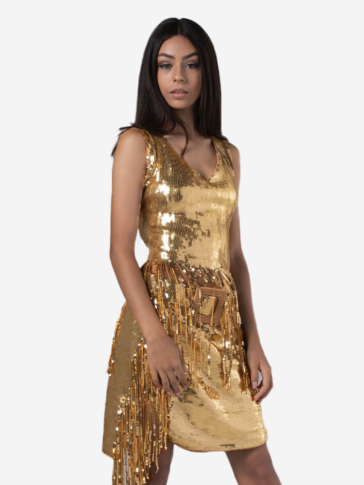 Gold Sequin Night Dress
