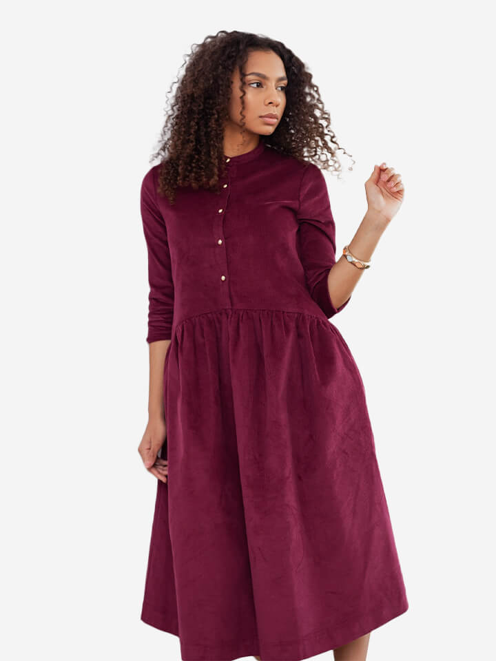 Meena Maroon Midi Dress